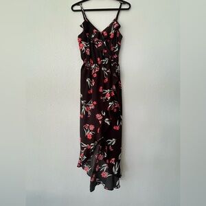 Black Floral 70’s Style Adjustable Strap Dress